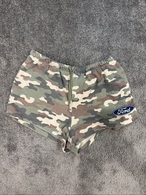 Ford Women's Camo Drawstring Shorts - Green, Tan, Brown